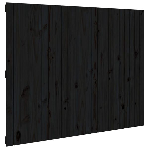 vidaXL T&ecirc;te de lit murale Noir 146,5x3x110 cm Bois massif de pin