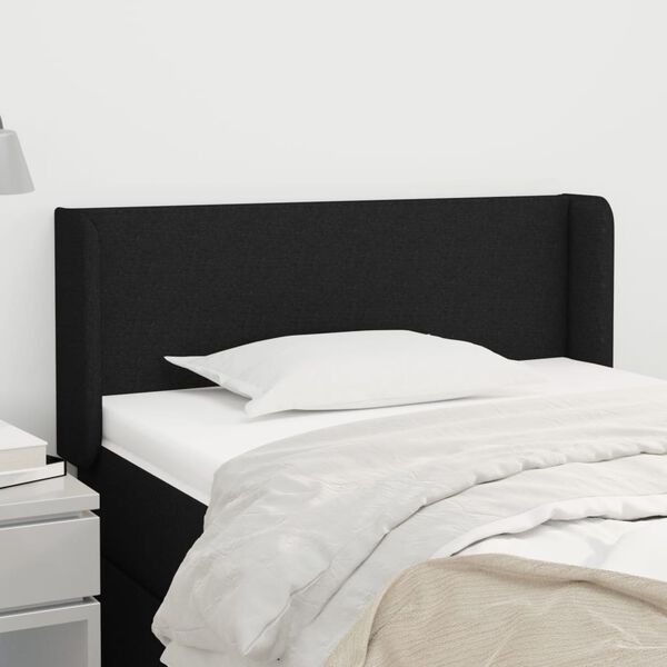 vidaXL T&ecirc;te de lit avec oreilles Noir 93x16x78/88 cm Tissu