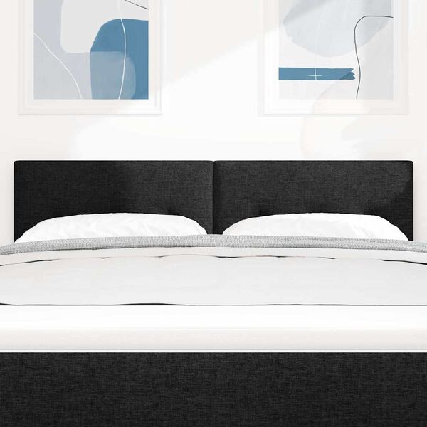 vidaXL T&ecirc;te de lit LED avec des lumi&egrave;res &agrave; LED Noir 144 cm Polyester