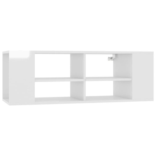 vidaXL Meuble TV mural Blanc brillant 102x35x35 cm Bois d&rsquo;ing&eacute;nierie
