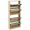 vidaXL Meuble &agrave; chaussures 4 &eacute;tag&egrave;res avec miroir 63x17x134 cm Ch&ecirc;ne