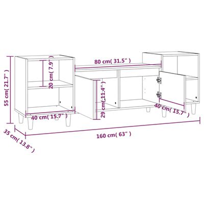 vidaXL Meuble TV Chêne sonoma 160x35x55 cm Bois d'ingénierie