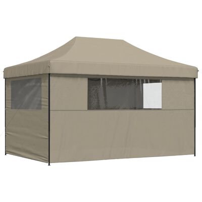 vidaXL Tente de réception pliable escamotable 4 parois latérales taupe