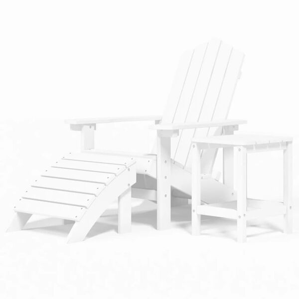 vidaXL Chaise de jardin Adirondack repose-pied table PEHD Blanc