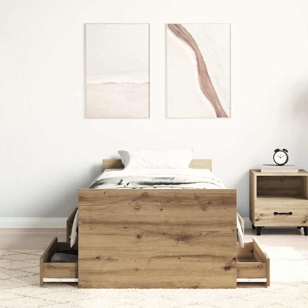 vidaXL Cadre de lit sans matelas ch&ecirc;ne artisanal 90x200 cm