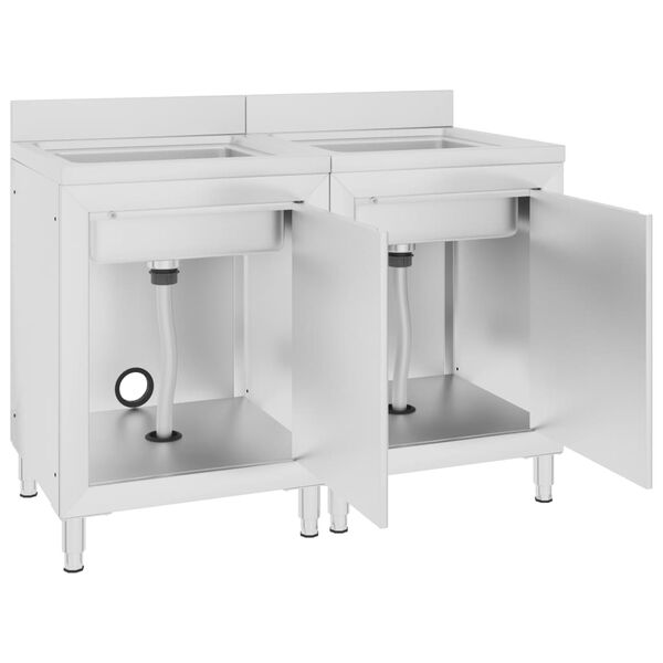 vidaXL &Eacute;viers de cuisine commerciaux 2 pcs Acier inoxydable
