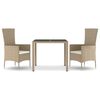 vidaXL Ensemble &agrave; manger de jardin coussins 3 pcs Beige poly rotin
