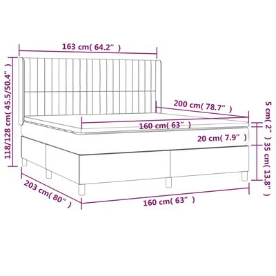 vidaXL Sommier à lattes de lit et matelas Bleu foncé 160x200cm Velours