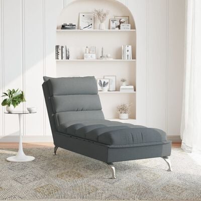 vidaXL Chaise longue avec coussins gris foncé tissu