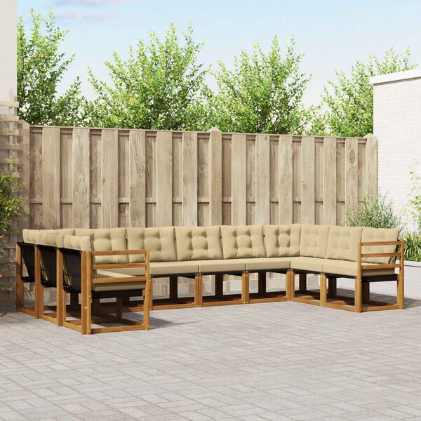 vidaXL Ensemble de canap&eacute;s d'ext&eacute;rieur 10 pcs Naturel et Beige