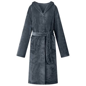 vidaXL Peignoir avec capuche Bleu marine S Flanelle