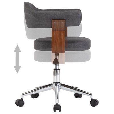 vidaXL Chaise pivotante de bureau Gris Bois courbé et tissu