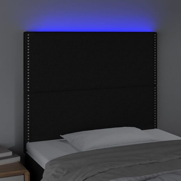 vidaXL T&ecirc;te de lit &agrave; LED Noir 80x5x118/128 cm Tissu
