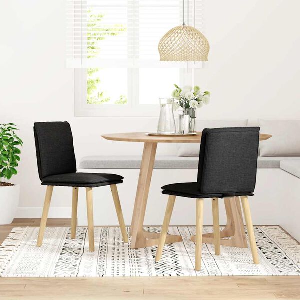 vidaXL Chaises &agrave; manger lot de 2 noir tissu