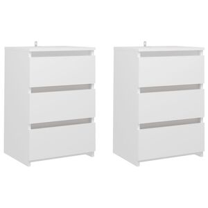 vidaXL Tables de chevet 2 pcs Blanc 40x35x62,5 cm Agglom&eacute;r&eacute;