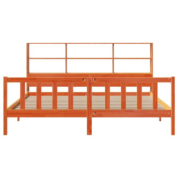 vidaXL Lit biblioth&egrave;que sans matelas cire marron 180x200 cm pin massif