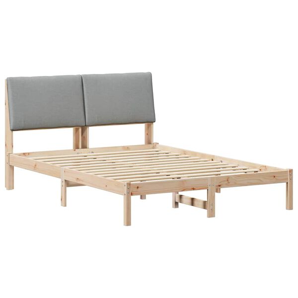 vidaXL Cadre de lit avec t&ecirc;te de lit Marron et gris clair 140 x 200 cm