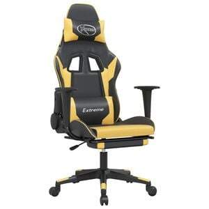 vidaXL Chaise de jeu de massage et repose-pied Noir dor&eacute; Similicuir