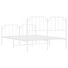 vidaXL Cadre de lit m&eacute;tal sans matelas et pied de lit blanc 150x200 cm