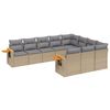 vidaXL Salon de jardin avec coussins 10 pcs beige r&eacute;sine tress&eacute;e