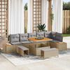 vidaXL Ensemble de canap&eacute; de jardin 9 pcs Beige polyrotin