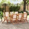 vidaXL Ensemble &agrave; manger de jardin 9pcs bois d'acacia solide textil&egrave;ne