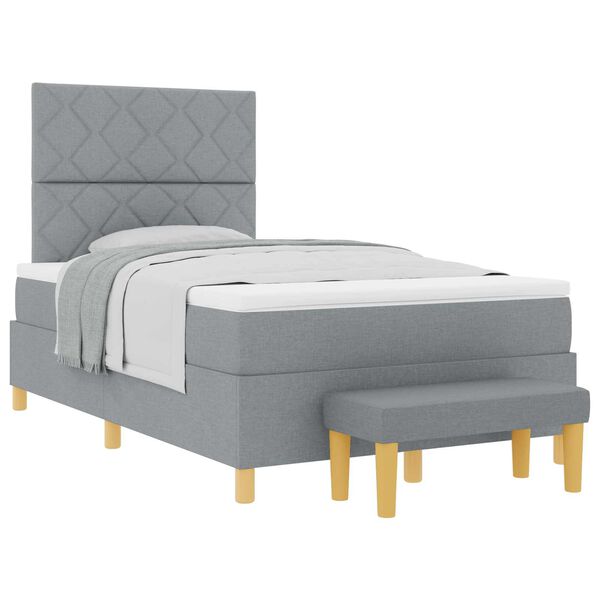 vidaXL Lit &agrave; ressorts avec matelas Gris clair 120 x 190 cm tissu