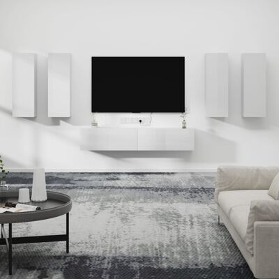 vidaXL Ensemble de meubles TV 6 pcs Blanc brillant Bois d'ingénierie