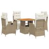 vidaXL Ensemble &agrave; manger de jardin avec coussins 5pcs Beige poly rotin