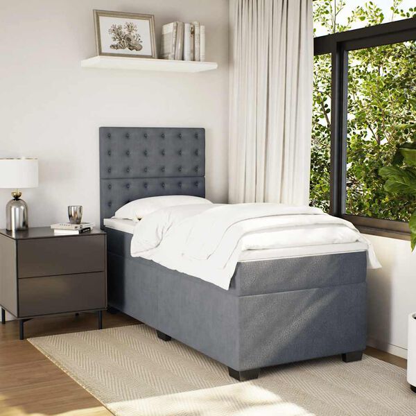 vidaXL Sommier &agrave; lattes de lit avec matelas Gris fonc&eacute; 100x200 cm