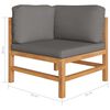 vidaXL Salon de jardin 8 pcs avec coussins gris bois de teck solide