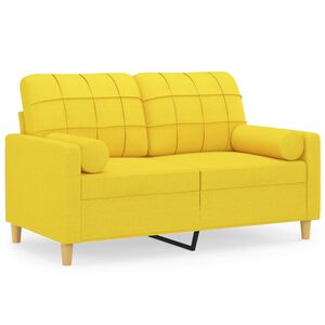 vidaXL Canap&eacute; 2 places avec oreillers jaune clair 120 cm tissu