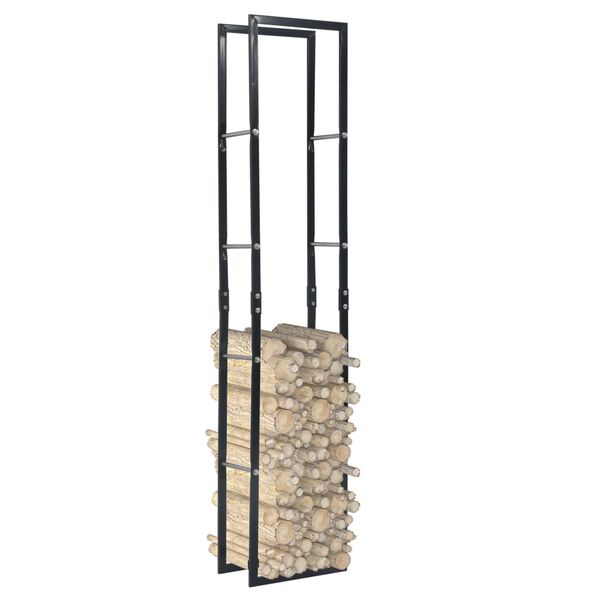 vidaXL Portant de bois de chauffage Noir 40x25x200 cm Acier