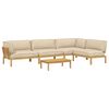 vidaXL Ensemble de Canap&eacute;s Uni 5 pcs Beige Bois d'Acacia Massif