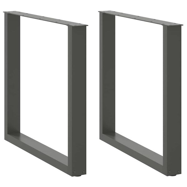 vidaXL Pieds de table &agrave; manger en U 2 pi&egrave;ces Anthracite 80 x (72-73) cm Acier