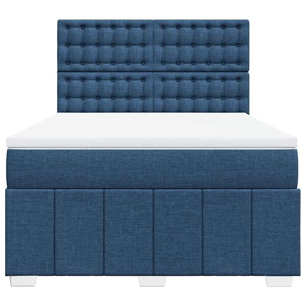 vidaXL Sommier &agrave; lattes de lit avec matelas Bleu 140x190 cm Tissu