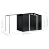 vidaXL Abri de jardin avec portes Anthracite 386x131x178 cm Acier