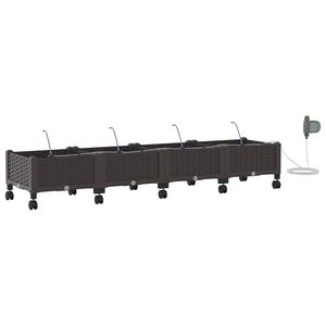 vidaXL Porte-plante de jardin avec irrigation et roues 4 pc Marron PP
