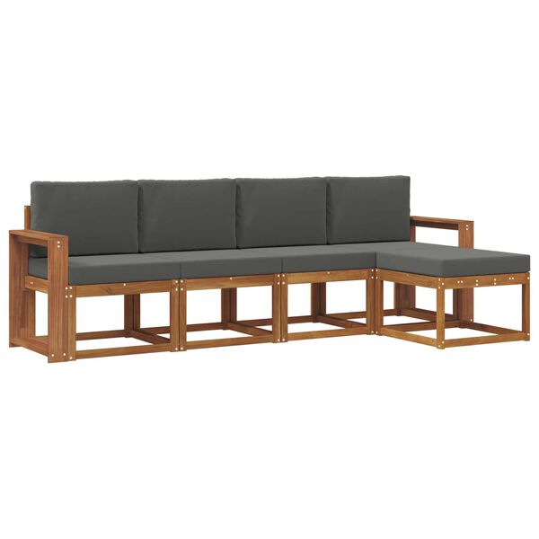 vidaXL Ensemble de canap&eacute;s d'ext&eacute;rieur 5 pcs Naturel et Anthracite