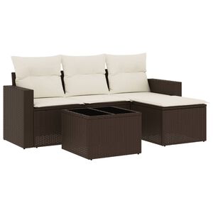vidaXL Salon de jardin avec coussins 5 pcs marron r&eacute;sine tress&eacute;e