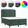 vidaXL Sommier &agrave; lattes de lit matelas et LED Vert fonc&eacute; 140x190 cm