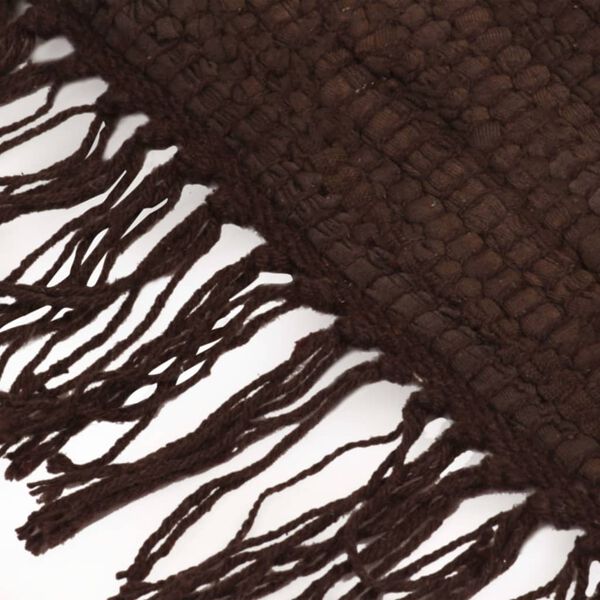 vidaXL Tapis Chindi Coton tiss&eacute; &agrave; la main 200x290 cm Marron