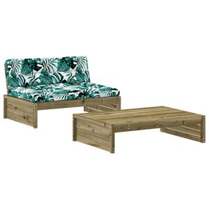 vidaXL Salon de jardin 2 pcs avec coussins bois de pin impr&eacute;gn&eacute;