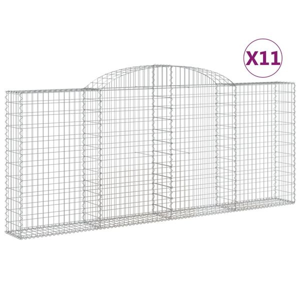 vidaXL Paniers &agrave; gabions arqu&eacute;s 11 pcs 300x30x120/140 cm fer galvanis&eacute;