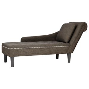 vidaXL Fauteuil long et coussin/accoudoir droit gris fonc&eacute; similicuir