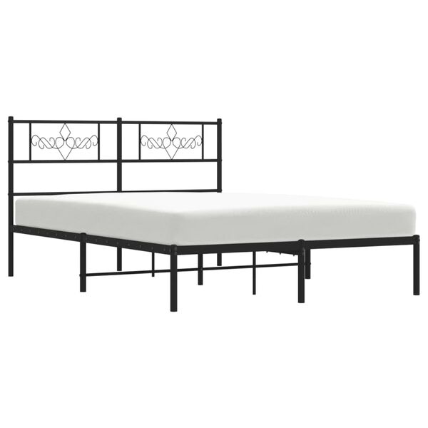 vidaXL Cadre de lit m&eacute;tal sans matelas et t&ecirc;te de lit noir 160x200 cm
