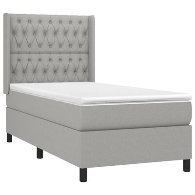 vidaXL Sommier à lattes de lit avec matelas Gris clair 90x200 cm Tissu