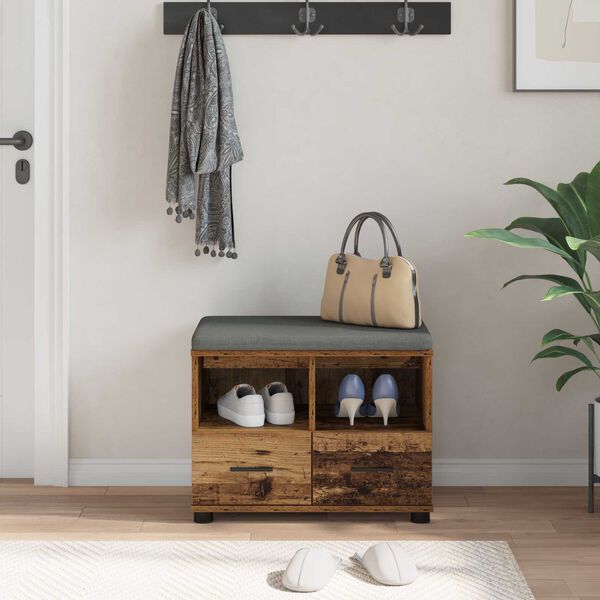 vidaXL Banc d'entr&eacute;e avec coussin Bois ancien 60 x 38 x 46 cm