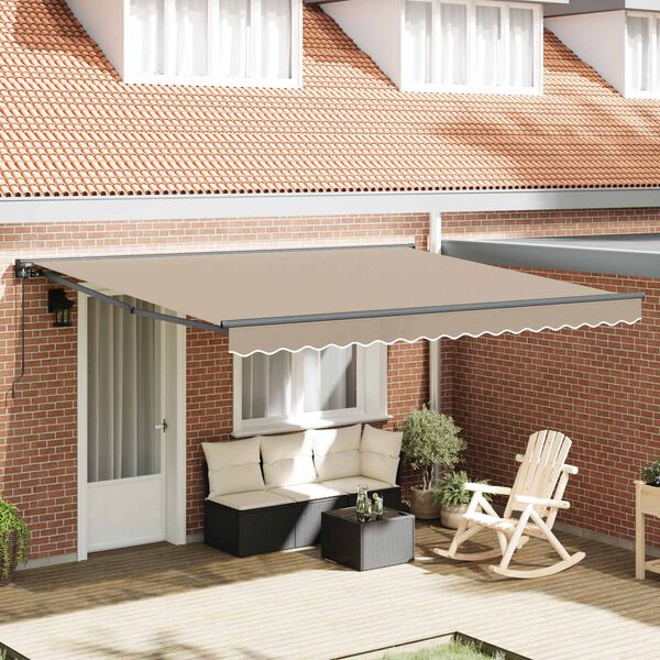 vidaXL Auvent R&eacute;tractable Beige 400 &times; 300 cm Aluminium et Tissu