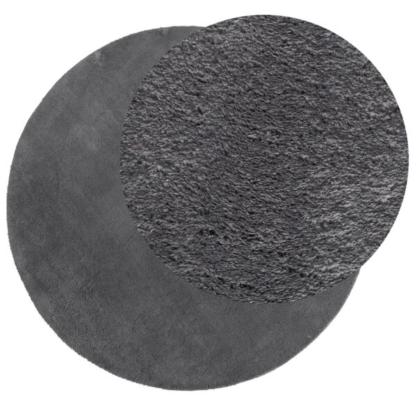 vidaXL Tapis HUARTE &agrave; poils courts doux et lavable anthracite &Oslash; 100 cm